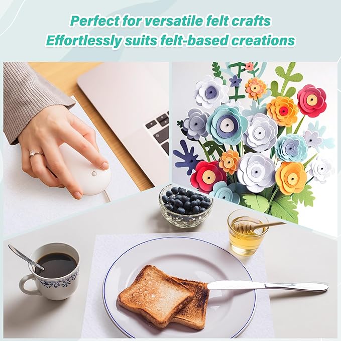 XSEINO 13 Rolls White Felt Fabric,8"x35"(20.5x90cm) 1.4mm Thick Soft Felt Fabric Sheet for Crafts,White Series Colors Soft Nonwoven Fabric,Fit for Decoration, Sewing, DIY Crafts