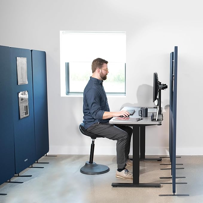 VIVO Freestanding 72 x 66 inch Privacy Panel, Cubicle Divider, Acoustic Wall Partition, x3 24 inch Panels, Navy Blue, PP-3-T072NB