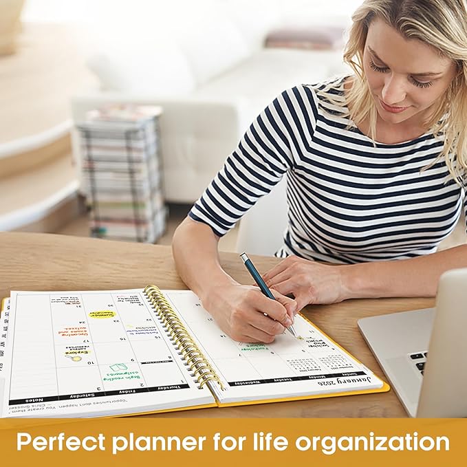 2026 Planner, Weekly and Monthly Calender Planner, Jan 2026 to Dec 2026, Hardcover 2026 Calendar Planner Book with Tabs & Inner Pocket, Office Home School Supplies for Women & Men - A4 (8.5" x 11"), Yellow