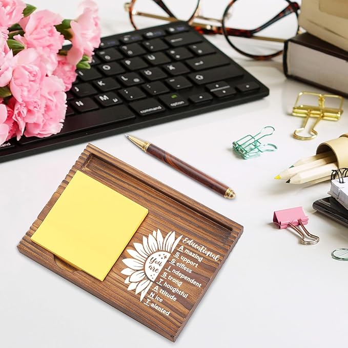 Educational Assistant Gifts Sticky Note Holder, Thank You Appreciation Gifts for Educational Assistants, Office Desk Organizer, Teacher’s Appreciation Week Employee Recognition Desk Accessory TZP122