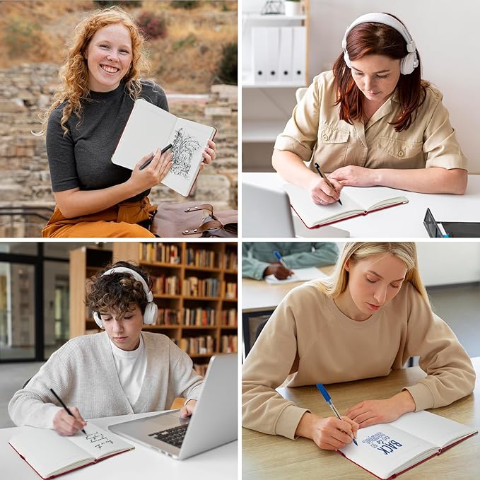 A5 Lined Journal Notebook - 100 GSM Thick Paper, Hardcover Journaling Notebook for Writing, Work, Travel, School, College Ruled Journal for Women and Men, PU Leather Note Book, 5.5”x8.3”- Red