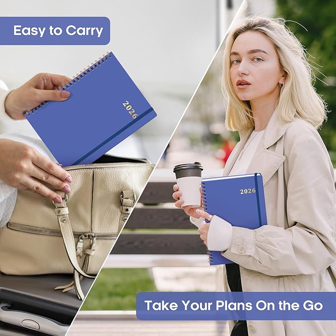 2026 Planner, Weekly and Monthly Calendar Planner Book, January 2026 - December 2026, Hardcover Spiral Planner with Monthly Tabs, Notes Pages, Perfect for Women & Men, A5 (6.4" x 8.5") - Royal Blue