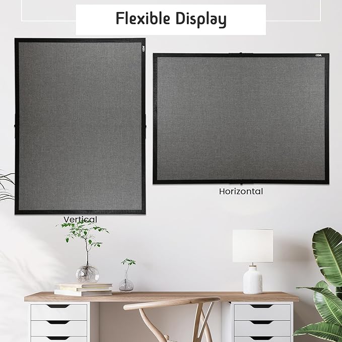 Gideal Large Bulletin Board 36 x 48, Cork Boards for Walls, Black Wood Framed Corkboards with Grey Fabric, Foldable Cork Board for Office, Home & School, Wall Mounted Notice Pin Display Board