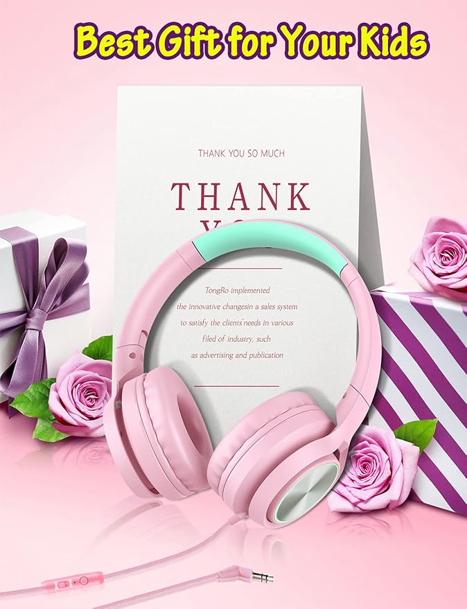 Kids Headphones with Microphone, Wired Over Ear Headsets with Limited Volume 85dB/ 94dB for Boys Girls Teens Children Online School/Travel/iPad/Tablet/Cellphone