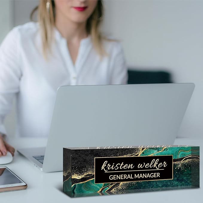 Desk Name Plate Personalized, Custom Name Plate for Desk, Acrylic Desktop Accessories, Office Gift & Decor for Women Men, Teacher Nurse Boss Employee Appreciation Gifts