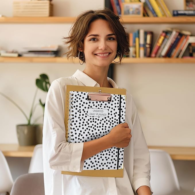 Ospelelf Undated Spiral Planner 12 Months, Daily Weekly and Monthly Academic Planner with Clip 8.5 x 11