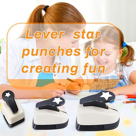 Star Hole Punch, Star Punch, Star Paper Punch, Star Hole Puncher, Star Puncher for Crafts, Star Lever Punch, 1 inch Craft Punch, 5/8 inch Hole Punch Shape, 3/8 inch Paper Punch for Crafting