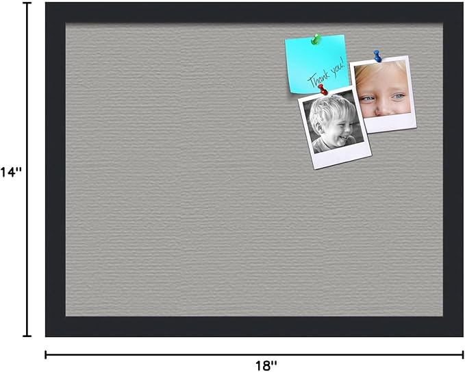 PinPix 18x14 Inch Cork Bulletin Board. This Decorative Framed Pin Board Comes with Dark Stone Design and a Satin Black Frame. Ideal for Home Office Decor or Message Board (PinPix-1808)