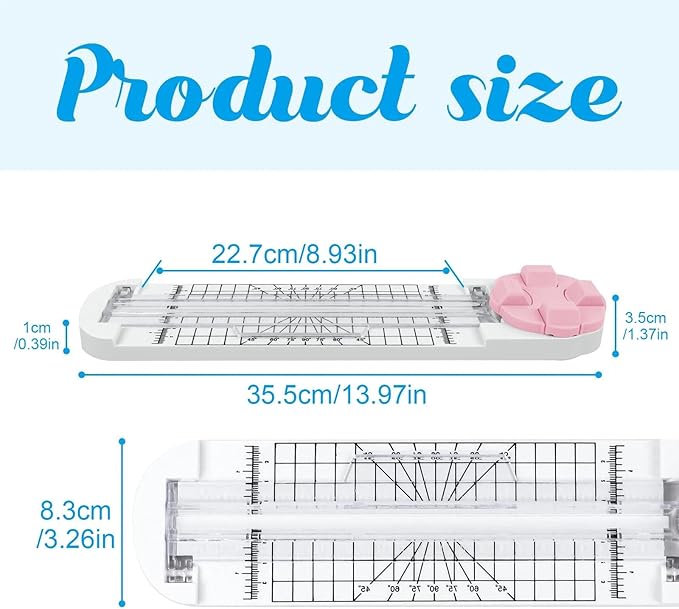 4-in-1 Multi-Function Paper Trimmer,Bidirectional Papers Cutter,Bidirectional Rotary Paper Cutter for A4/Photo/Card, for Daily Manual and Office Use (Blue+Pink)