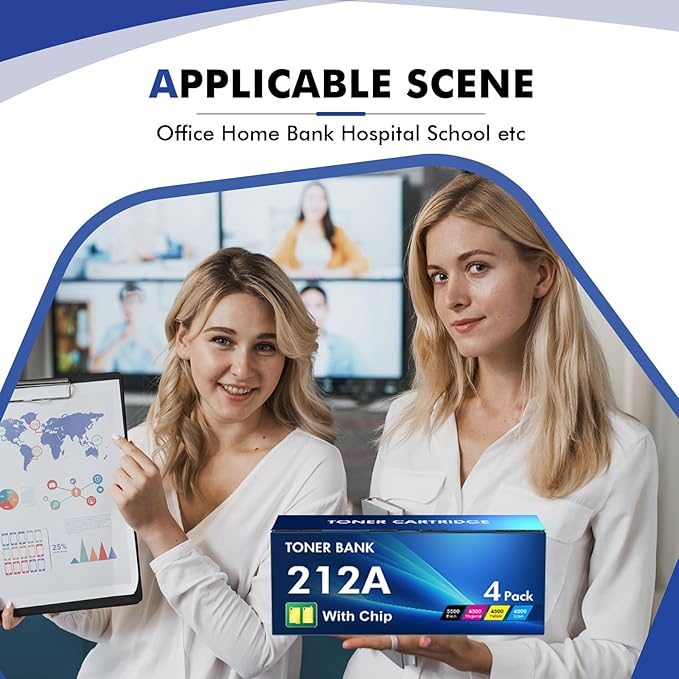 212A 212X Toner Cartridges 4-Pack Compatible for HP 212A 212X W2120A W2120X Toner Work for HP Color Laserjet Enterprise M555dn M554dn M555x M555 M554 MFP M578 Series Printer Ink (New Version-BK/C/Y/M)