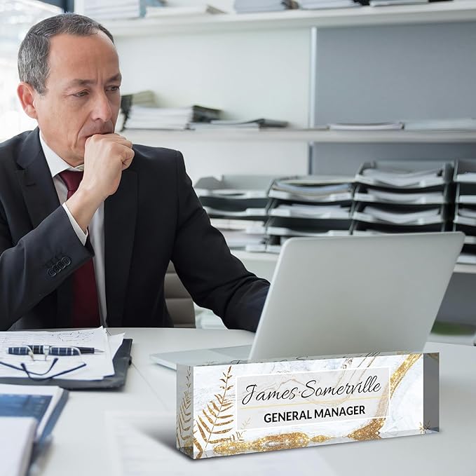 Desk Name Plate Personalized, Custom Name Plate for Desk, Acrylic Desktop Accessories, Office Gift & Decor for Women Men, Teacher Nurse Boss Employee Appreciation Gifts