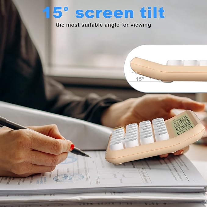 DECKLIT Battery Desk Calculator - 12 Digit Extra Large 5-Inch LCD Display, Big Buttons Easy to Press, 15 Tilt Screen (Black)