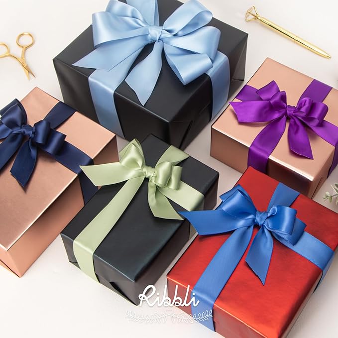 Ribbli Royal Blue Double Faced Satin Ribbon,1-1/2” x Continuous 25 Yards,Use for Bows Bouquet,Gift Wrapping,Wedding,Floral Arrangement