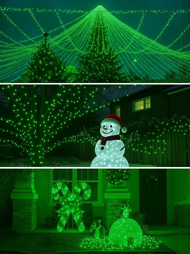 2-Pack 66FT 200 LED Christmas Lights, 13 Modes Extendable Christmas Tree Lights with Timer & Memory, Waterproof Twinkle Fairy Lights Green Wire Outdoor String Lights Indoor for Xmas Tree (Green)