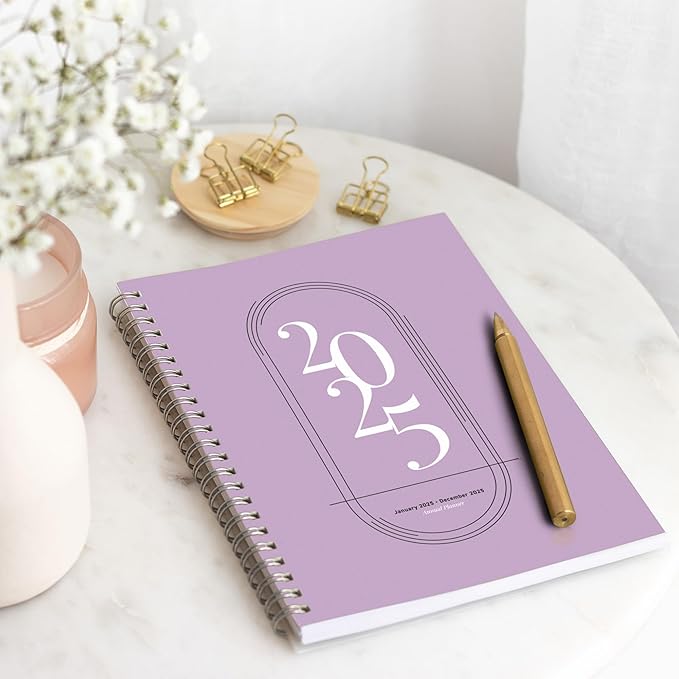 Rileys 2025 Weekly Planner - Annual Weekly & Monthly Agenda Planner, Jan - Dec 2025, Flexible Cover, Notes Pages, Twin-Wire Binding (8 x 6-Inches, Purple)