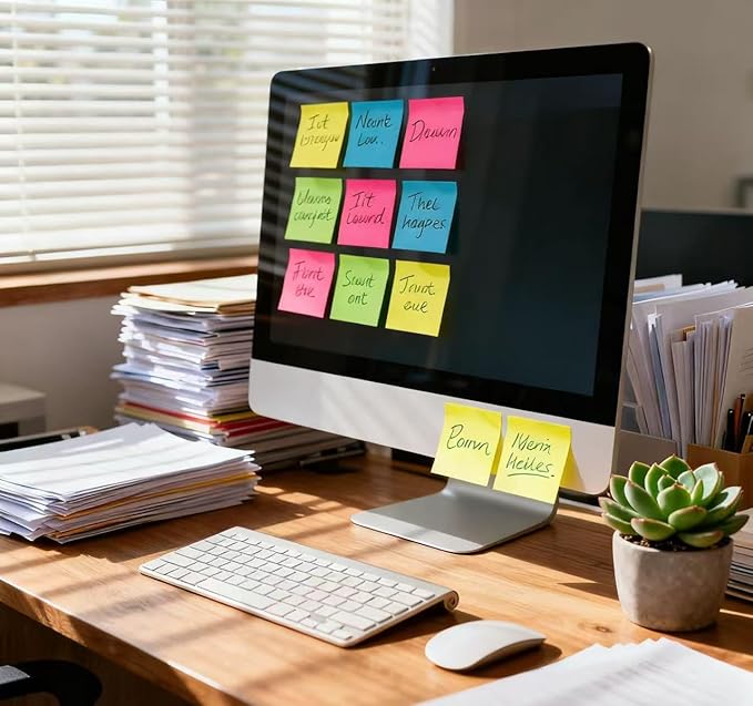 (40 Pads) Sticky Notes 3x3 in Post Bright Stickies Colorful Super Sticking Power Memo Pads, Strong Adhesive