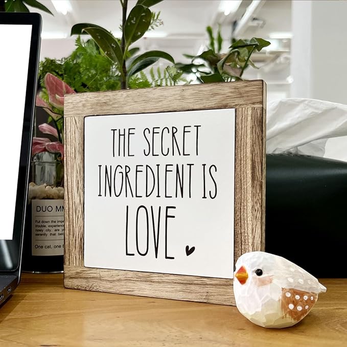The Secret Ingredient Wooden Sign - Love Decor for Kitchen & Home, Warm Tabletop Gift
