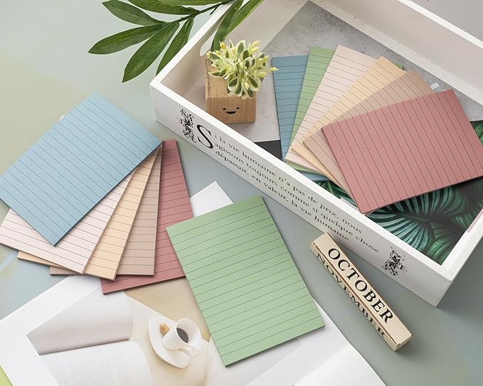 (36 Pack) Lined Sticky Notes 4x6 in Ruled Stickies Super Sticking Power Memo Pads Vintage Colors