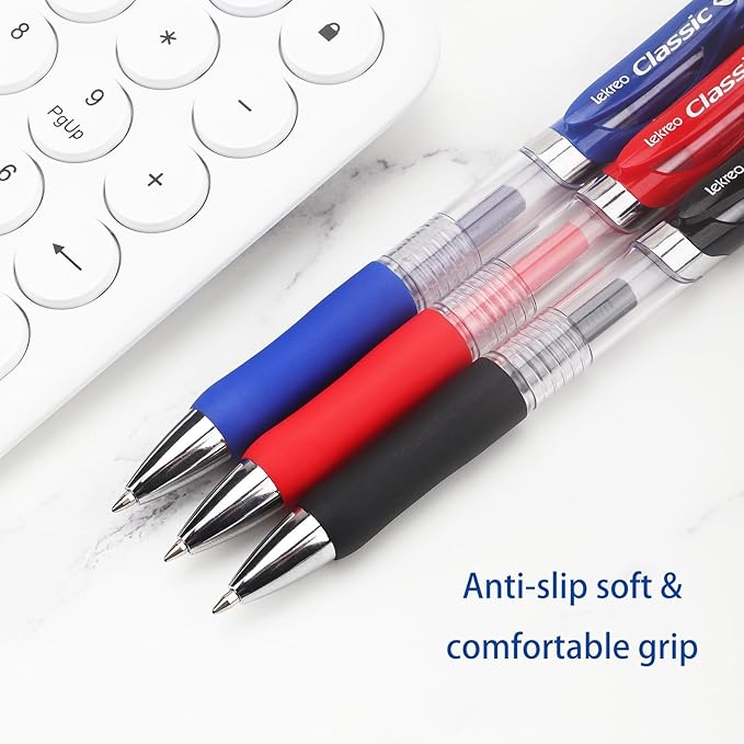 Classic Retractable Gel Roller Pens, 0.7mm Fine Point (Black Ink- 12 Packs)