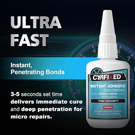 Super Glue Liquid 113.6 Gram, Ultra Fast Thin Viscosity Instant Clear Cyanoacrylate Adhesive, Food Safe CA Glue for Wood Plastic Aquarium Ceramic Shoe Repair Leather Glass Metal Rubber Model Craft