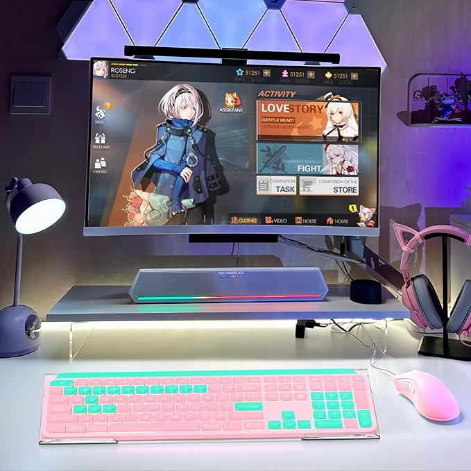 WINFFOR Comfortable Computer Keyboard Stand - Ergonomic Keyboard Riser Acrylic Tilted Keyboard Holder for Easy Typing&Working at Home Office - Fits All Keyboard Sizes - 17'' Wide (Crystal Clear)