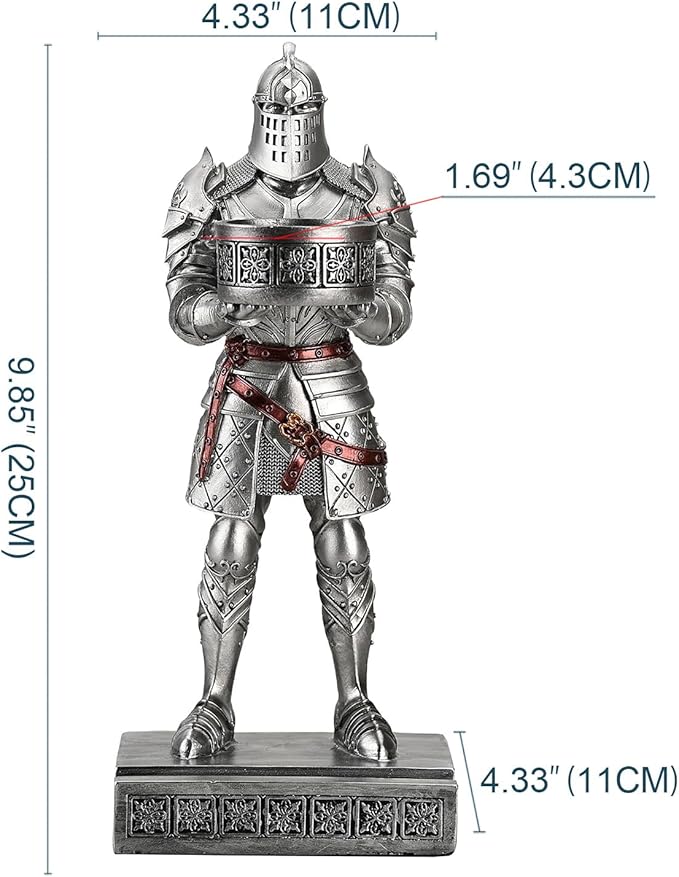 King's Guard Standup Knight Candlestick Holders Resin TeaLight Holder Warrior Mobile Phone Stand Pen Holder Candle Holder for Restaurant, Altar, Home Table(Silver)