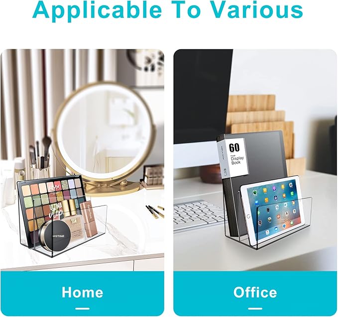 Boloyo Acrylic File Holder,2PC 2 Sections Clear File Organizer Mail Letter Sorter Desktop Folder Holder for Home Office School Envelope Bill Filling Paper Document