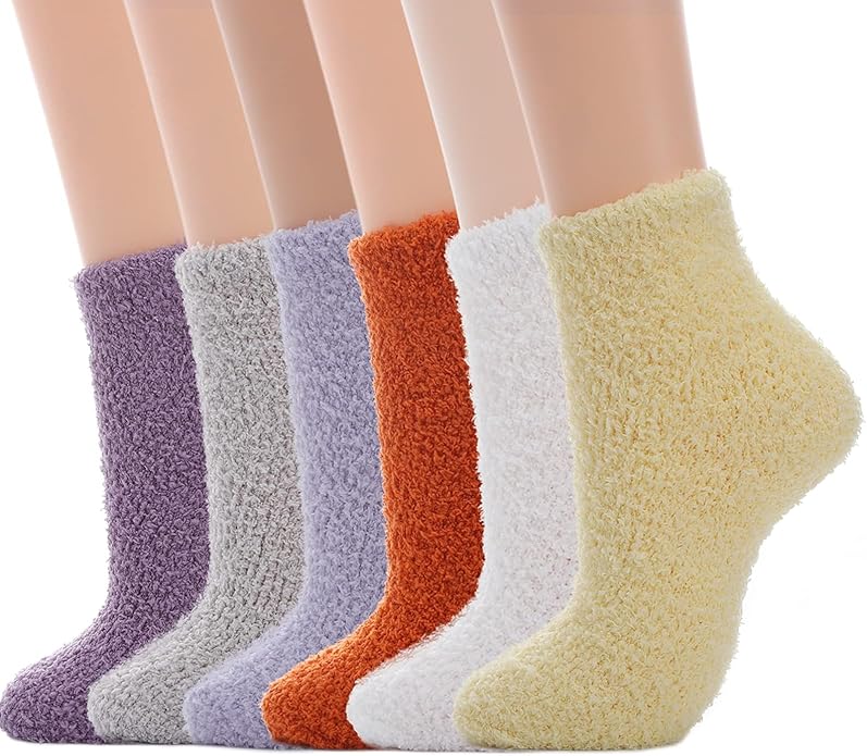 Womens Fuzzy Socks Microfiber Soft Cozy Warm Slipper Sleeping Winter Sock Fluffy Cabin Plush Stocking Stuffers