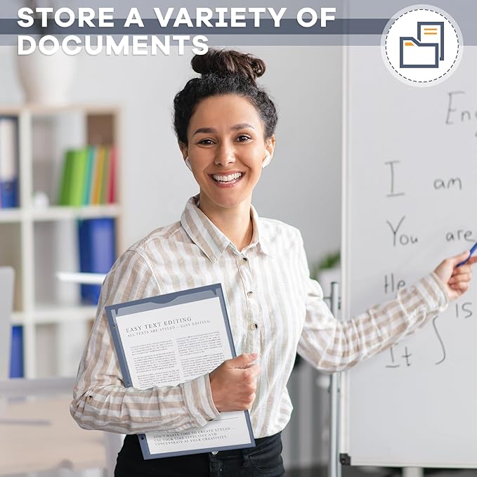 Henoyso 36 Pcs 2 Pocket Plastic Folders with Clear Front Pocket 3 Hole Punched File Folder Letter Size Take Home Documents Holder for Paper Holder Office Business Back to School Supply (Navy Blue)