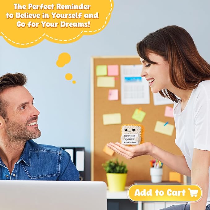 Mini Funny Crochet Toast–Fathers Day Birthday Gifts for Dad Mom Graduation Students, Teacher Appreciation Daughter, Sister, Best Friends–Small Cute Stuff Things, Emotional Positive Crochet Toast Decor