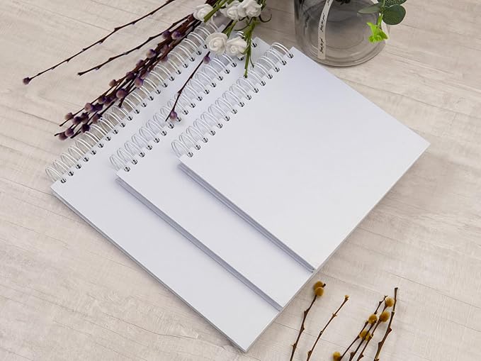 potricher 12 x 12 Inch Large DIY Scrapbook Photo Album 80 Pages Thick Kraft Blank White Paper Memory Book for Wedding and Anniversary Family (White, 12 Inch)