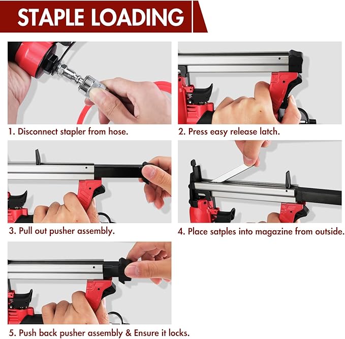 Arrow Pneumatic Staple Gun, Oil-Free Upholstery Stapler with 3750 Pieces T50 1/4", 3/8", 1/2" Staples, Adjustable Exhaust, for Woodworking, Professional and DIY Projects, PT50