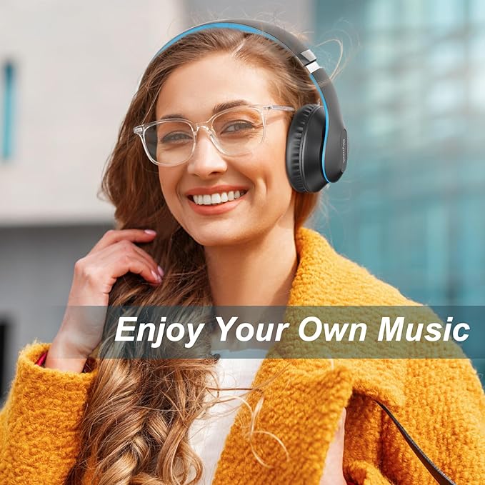 Wireless Bluetooth Headphones Over Ear 65H Playtime HiFi Stereo Headset with Microphone and 6EQ Modes Foldable Bluetooth V5.3 Headphones for Travel Smartphone Computer Laptop