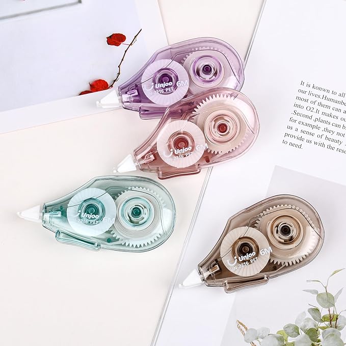 White Correction Tape Dispenser, 12-Count Pack, Easy To Use Applicator, Fast, Clean Tear-Resistant Tape For school Supplies, Office (6M/256, 4 colors, Tape Width 0.2in)