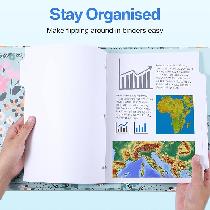 Thenshop 192 Pieces 24 Sets Binder Dividers with Tabs Bulk 8.5 x 11 Inch Write & Erase Big Paper 8 Tab Dividers for 3 Ring Binder(White)