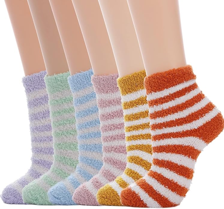 Womens Fuzzy Socks Microfiber Soft Cozy Warm Slipper Sleeping Winter Sock Fluffy Cabin Plush Stocking Stuffers