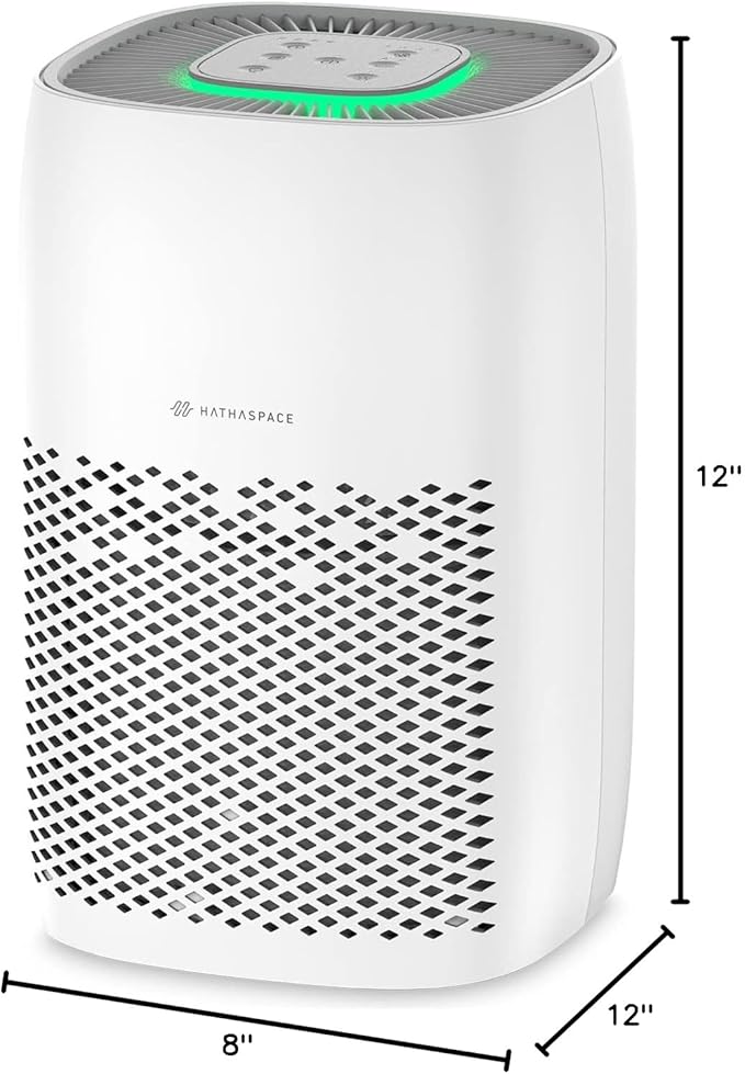 HATHASPACE HSE600 True HEPA Air Purifier for Home, Removes 99.9% of Dust, Smoke, Pet Dander, Odors, VOCs, Covers Up to 600 Sq. Ft, Quiet Air Cleaner with Smart Sensor for Bedroom & Large Rooms