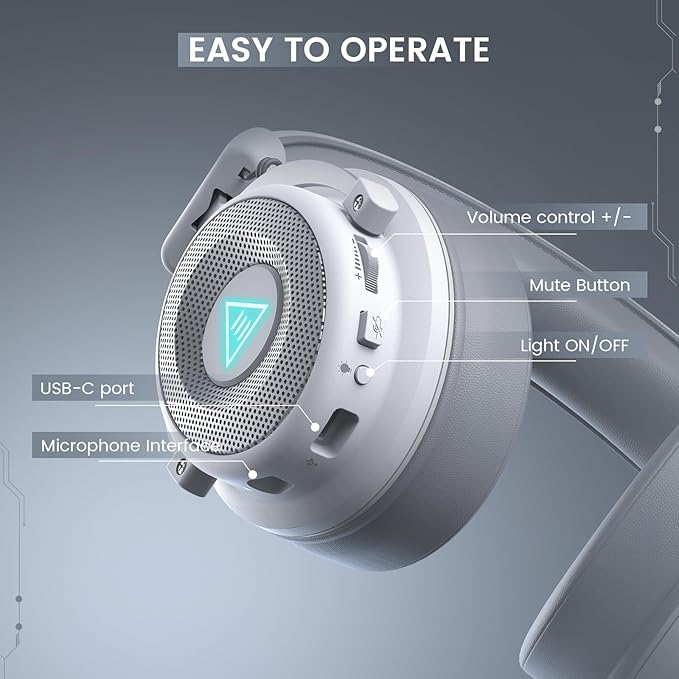 EKSA USB Gaming Headset for PC, Computer Gaming Headphones with Detachable Microphone Noise Cancelling, 7.1 Surround Sound, 50MM Driver, Wired Headset for PS4 PS5, Xbox One, Laptop (White)