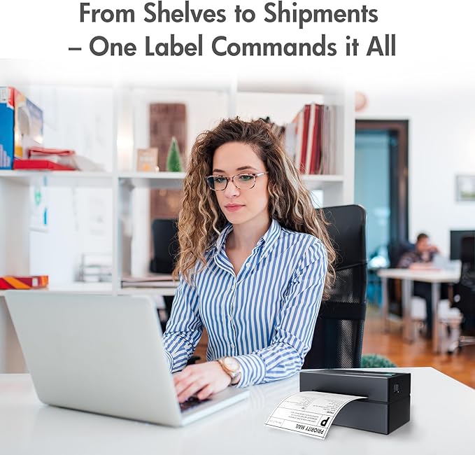 Bluetooth Thermal Shipping Label Printer: 4x6 Wireless Label Maker with Tape for Small Business - Compatible with iPhone, Android, Windows & Mac, Widely Used for USPS UPS Ebay Amazon Shopify Etsy