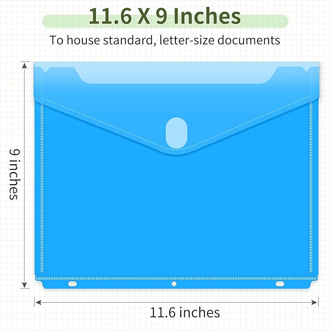 Sooez 12 Pack Binder Folders Organizer with Space-Saving Closure, Super Heavyweight Binder Pockets for 3 Ring Binder, High Capacity Binder Pouch, Side Loading, School Supplies, Letter Size, 4 Colors