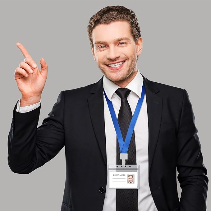 Zonon 150 Pcs Name Badge Holders Clear Plastic ID Card Name Tag Holders Badge Sleeves Horizontal Waterproof Transparent PVC Sleeve Cover Pouch for Office School Travel(3.35 x 3.94 Inch)