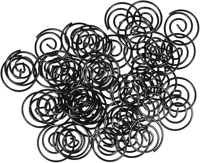 JAM PAPER Circular Paper Clips - Round Paperclips - Black - 50/Pack