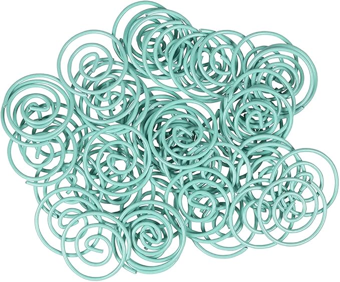 JAM PAPER Circular Paper Clips - Round Paperclips - Teal - 50/Pack