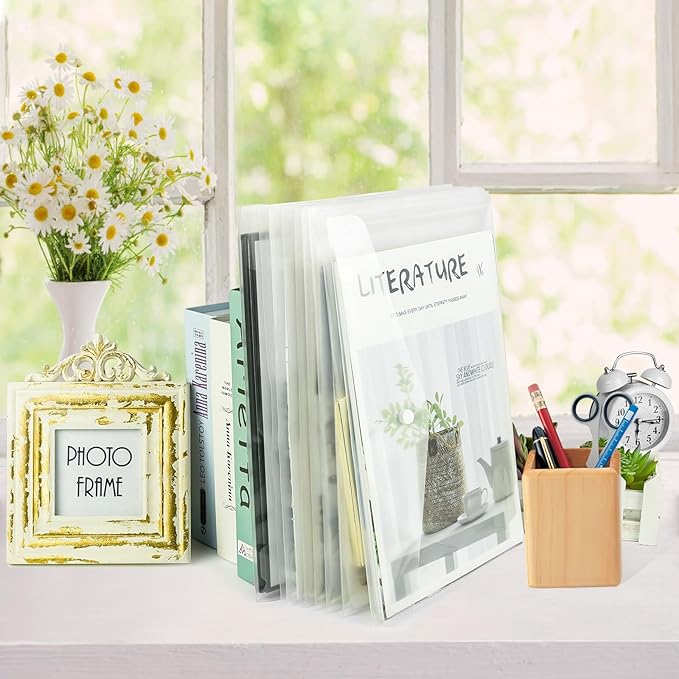 NACHLYNN 18 Pack Plastic Envelopes Poly Envelopes with Snap Closure A4 Size Clear Document File Folders Organizers Clear Envelope for School Office Supplies