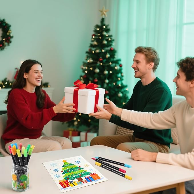 Tongfushop 84 Colors (14 Metallic) Acrylic Paint Marke, Dual Fine & Brush Tip Paint Pens, No Bleed & Quick-Dry with Case for Rock Painting, Canvas, Wood, Ceramic, Glass, Adult & DIY Art Supplies