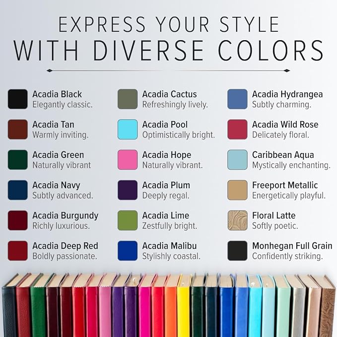 Gallery Leather Large Weekly Monthly Planner 2025-2026, Elegantly Bound Calendar Planner and Notebook with Stylish Gold-Gilded Page Edges, 12 Months - Acadia Navy - 9.75 x 7.5 "