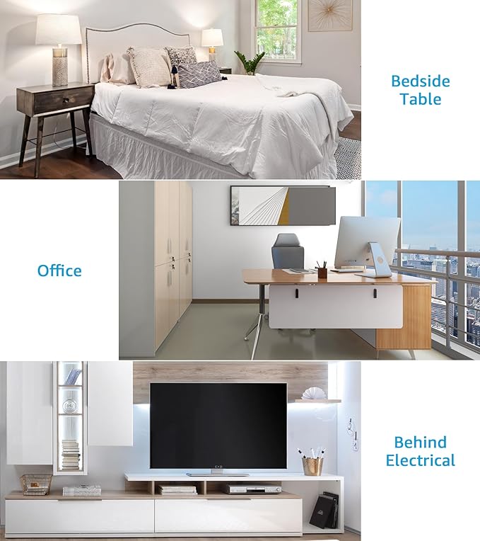 HHSOET Under Desk Power Strip with 3M Adhesive, Removable Under Desktop Mount Plug with 30W Fast Charging USB C and USB A Ports, 4 Outlet Under Table Surge Protector 1200J, 6FT Extension Cord. (Black)