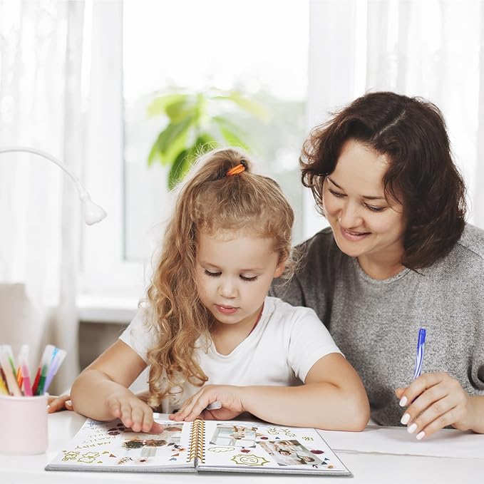 Vienrose 8x8 Inch Scrapbook DIY Small Hardcover Kraft White Pages Scrapbook Photo Album Linen Cover Scrap Book Photo Albums Scrapbooking Supplies Kit for Couple Family Wedding Travel