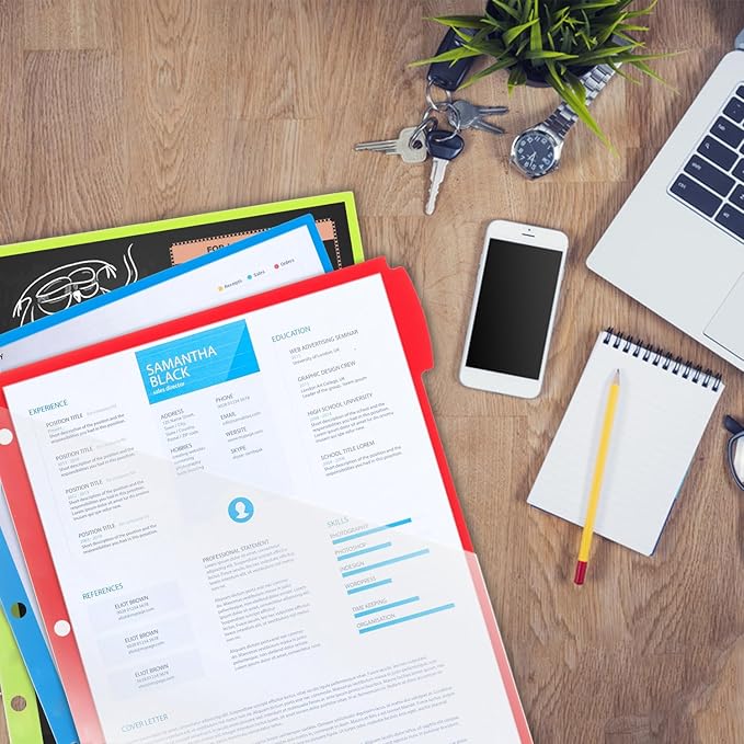 WOT I Durable 5-Tab Binder Dividers with Clear Pocket - 1 Set, Reusable Plastic Dividers for 3 Ring Binder, 5 Vibrant Colors