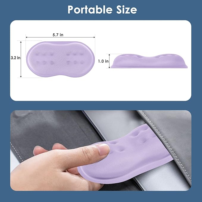 VANKEY Mouse Wrist Rest, Soft Mouse Wrist Support Pad with Memory Foam, Non-Slip Base (Periwinkle Color)